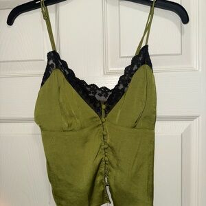 Urban Outfitters Olive Cami with Black Lace